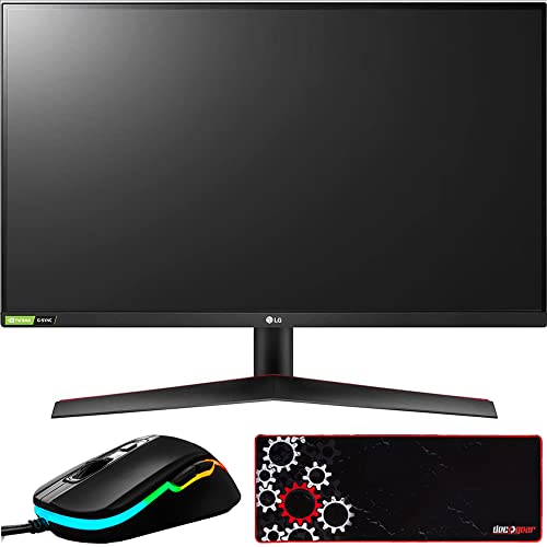 LG 27GN800-B 27" Ultragear QHD IPS 144Hz 16:9 G-SYNC HDR Monitor Bundle with Deco Gear Wired Gaming Mouse and Deco Gear Large Extended Pro Gaming Mouse Pad