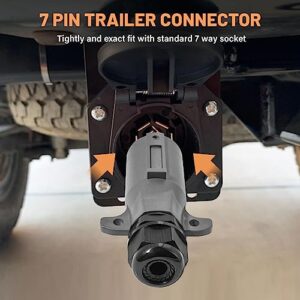 Oyviny RV 7 Pin Trailer Plug with IP68 Waterproof Seal, Detachable 7 Way Round RV-Style Trailer Side Connector 7 Point Trailer Wiring Plug