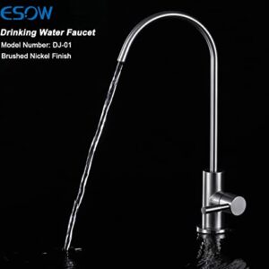 ESOW 100% Lead-Free Kitchen Water Filter Faucet, Fits Most Reverse Osmosis and Water Filtration System for Kitchen Bar Sink in Non-Air Gap, SUS304 Stainless Steel Brushed Nickel Finish