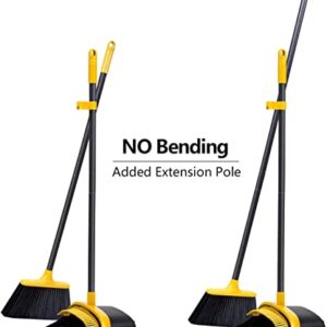 Broom and Dustpan Set, Broom and Dustpan, Broom and Dustpan Set for Home, Upgrade 52" Long Handle Broom with Stand Up Dustpan Combo Set for Office Home Kitchen Lobby Floor Use, Dust pan and Broom Set