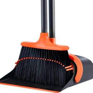 Broom and Dustpan Set, Broom and Dustpan, Broom and Dustpan Set for Home, Upgrade 52" Long Handle Broom with Stand Up Dustpan Combo Set for Office Home Kitchen Lobby Floor Use, Dust pan and Broom Set