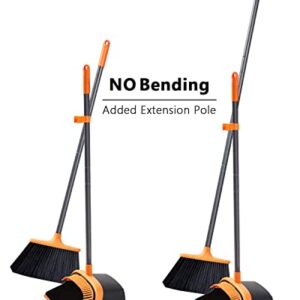 Broom and Dustpan Set, Broom and Dustpan, Broom and Dustpan Set for Home, Upgrade 52" Long Handle Broom with Stand Up Dustpan Combo Set for Office Home Kitchen Lobby Floor Use, Dust pan and Broom Set