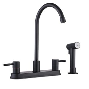 ikebana black kitchen faucet,2 handle kitchen sink faucet with side sprayer matte black,3 or 4 hole lead-free 360 swivel stainless steel commercial kitchen faucet for rv laundry farmhouse kitchen sink