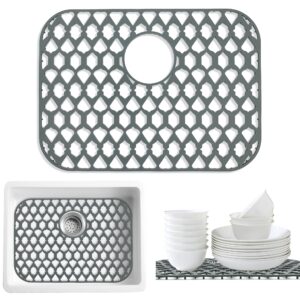 samsier sink protectors for kitchen sink 13x11&16x12&19x14&21x16&22x13&24x13&26x14&28x14&30x16, large silicone sink mats grid for bottom of farmhouse stainless steel sink (19”x14”, rear drain)