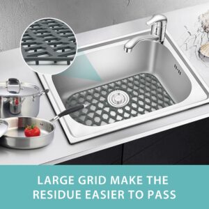 SAMSIER Sink Protectors for Kitchen Sink 13x11&16x12&19x14&21x16&22x13&24x13&26x14&28x14&30x16, Large Silicone Sink Mats Grid for Bottom of Farmhouse Stainless Steel Sink (19”x14”, Rear Drain)