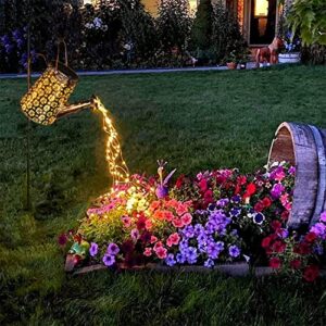 solar watering can with lights,anjetan outdoor garden decorations hanging solar lantern christmas lights outside metal waterproof patio décor for yard lawn backyard landscape pathway gardening gifts
