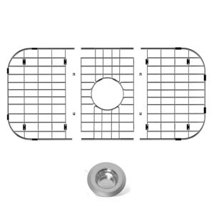 Sink Protectors for Kitchen Sink 26" x14", Stainless Steel Sink Protector with Center Drain Hole Sink Rack for Bottom of Sink with Sink Strainers (Separable, 26" x 14", Center Drain)