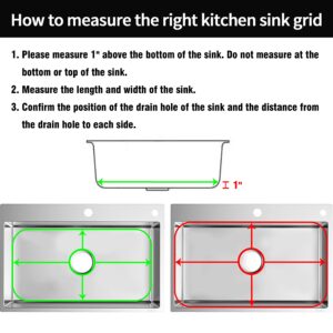 Sink Protectors for Kitchen Sink 26" x14", Stainless Steel Sink Protector with Center Drain Hole Sink Rack for Bottom of Sink with Sink Strainers (Separable, 26" x 14", Center Drain)