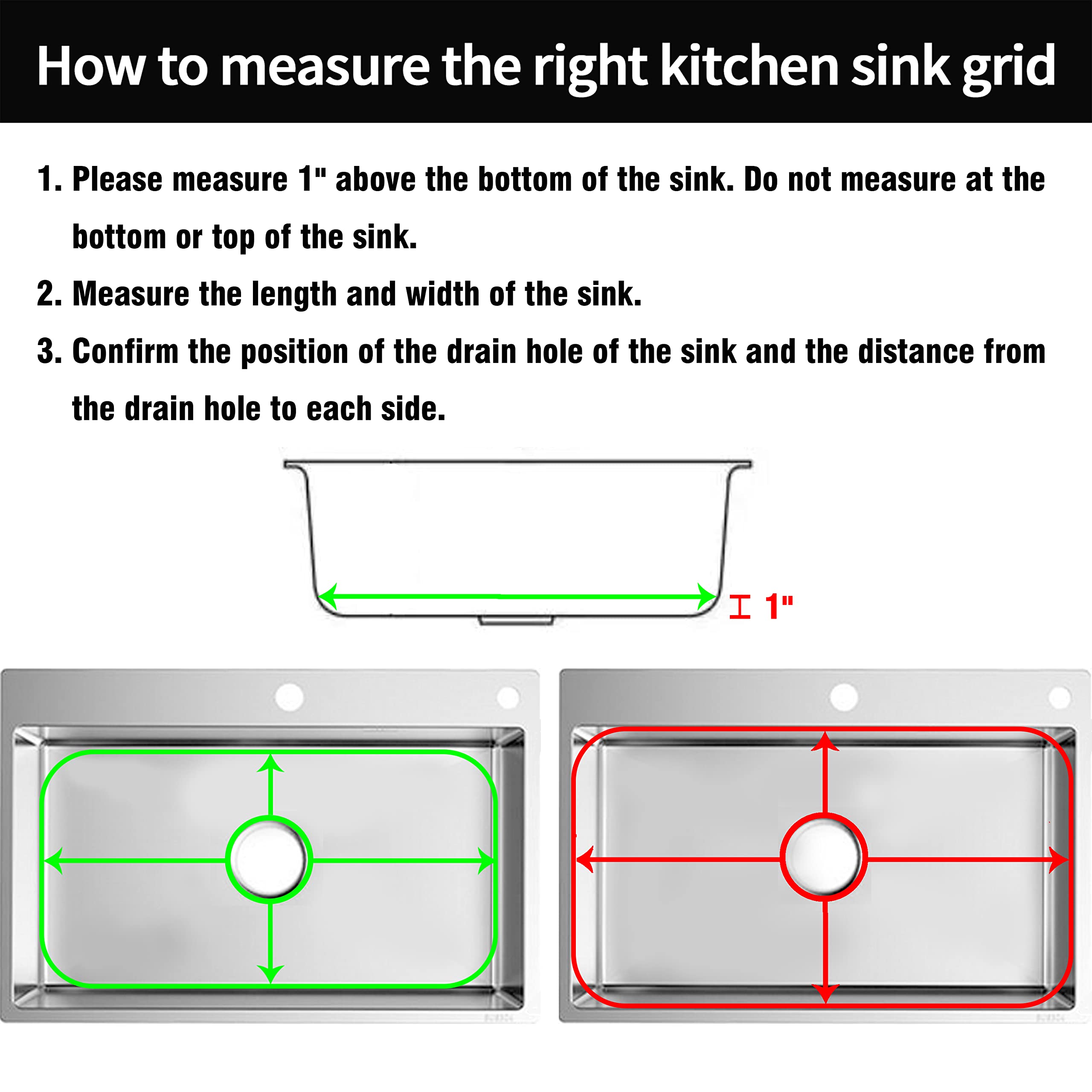 Sink Protectors for Kitchen Sink 26" x14", Stainless Steel Sink Protector with Center Drain Hole Sink Rack for Bottom of Sink with Sink Strainers (Separable, 26" x 14", Center Drain)