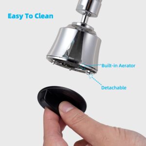 iFealClear Kitchen Sink Faucet Head, 360° Swivel Faucet Sprayer Attachment, Large Angle Rotatable Faucet Aerator Adapter with 2 Metal Swivel Joints, 4 Spray Modes, Male Female Thread Adapters, Chrome