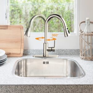 ShiningLove Kitchen Faucet, Modern Kitchen Sink Faucet with Pull-Down Sprayer, Single Handle Stainless Steel Sink Faucet for Kitchen Sink Brushed Nickel