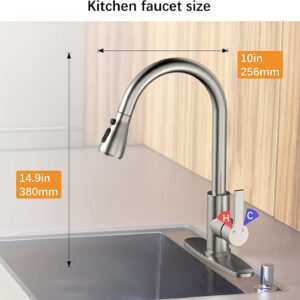 ShiningLove Kitchen Faucet, Modern Kitchen Sink Faucet with Pull-Down Sprayer, Single Handle Stainless Steel Sink Faucet for Kitchen Sink Brushed Nickel