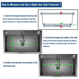 Stainless Steel Sink Protector 26"x14" with Rear Drain, Metal Sink Rack for Bottom of Sink, Kitchen Sink Grate and Sink Protectors with Sink Strainer (26" x 14" - Rear Drain)