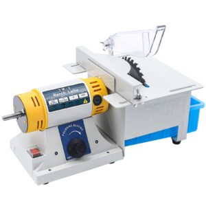 ocasami mini table lapidary saw rock saw lapidary polisher bench lathe polishing buffing cutting machine diy jewelry, 10000rpm mini precision polisher, gem rock woodworking