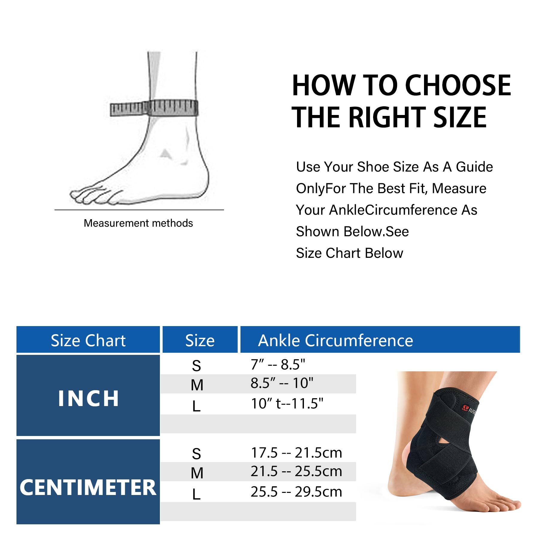 wiuseki Ankle Brace for Women and Men Compression Foot Support for Sprained Ankle Stabilizer,Injury Recovery,Pain Feet Relief,Ankle Support for Running,Basketball(Medium)