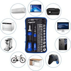 Ratcheting Screwdriver Set Socket Bits: EasyTime 78pcs Precision Magnetic Screwdriver Bit with Storage Case- Repair Tool Kits for Furniture Car Bike Computer PC PS4 Electronic Device and Househould