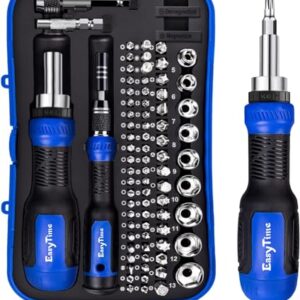 Ratcheting Screwdriver Set Socket Bits: EasyTime 78pcs Precision Magnetic Screwdriver Bit with Storage Case- Repair Tool Kits for Furniture Car Bike Computer PC PS4 Electronic Device and Househould