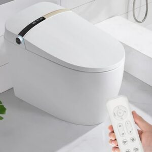 smart bidet toilet- tankless one piece toilet with remote control,temperature controlled wash functions,warm air dryer heated bidet seat, hip cleaning temperature adjustment intelligent toilet