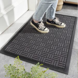 door mats outdoor indoor doormat 30"x18"- front door mats outdoor welcome mat heavy duty durable natural rubber rug mats for entryway patio busy areas(30"x 18", grey)