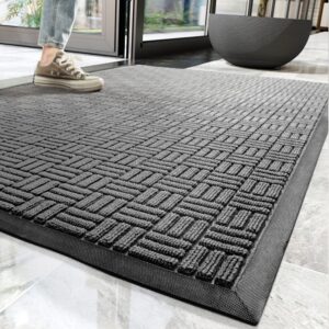 Door Mats Outdoor Indoor Doormat 30"x18"- Front Door Mats Outdoor Welcome Mat Heavy Duty Durable Natural Rubber Rug Mats for Entryway Patio Busy Areas(30"x 18", Grey)