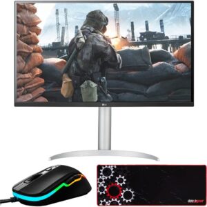 lg 32up550n-w 32" uhd hdr monitor with usb type-c bundle with deco gear wired gaming mouse and deco gear large extended pro gaming mouse pad