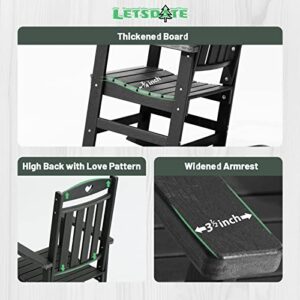 letsdate Love High Back Plastic Rocking Chairs Outdoor & Indoor | Oversized HDPE Rocker Chairs | Easy to Assemble | Max Weight 500lbs | for Lawn, Porch, Patio, Backyard, Fire Pit, Garden (Black)