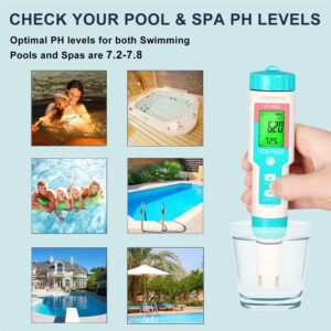 YCKYIGO Salt Water Pool Tester Large Range 7 in 1 Multi-Parameter Tester for Salt Swimming Pool and Spa