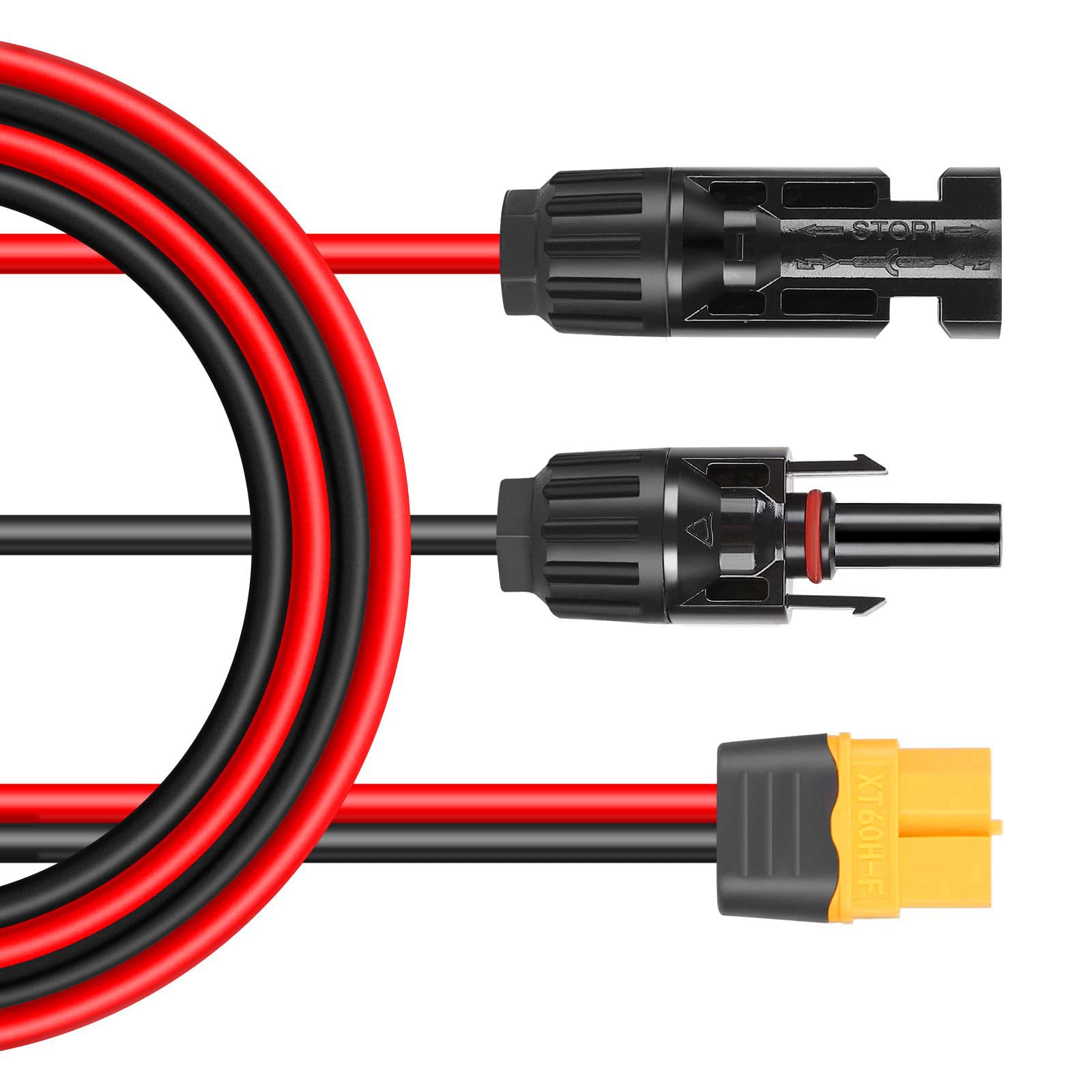 Solar to XT60 Charge Extension Cable 12AWG Compatible with Mc-4 to XT60 Adapter Cable for XT60 Input Port Portable Power Station (2FT)