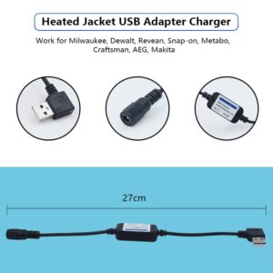 Wamlet Heated Jacket Adapter Charger USB Voltage Step Up Cable for Milwaukee, Dewalt, Snap-on, Metabo, Revean, Craftsman, AEG, Makita