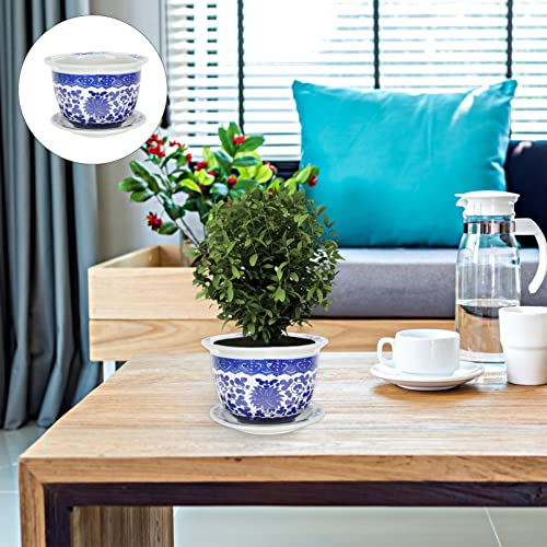 YARNOW Bonsai Hole Simple Seedling Plants Style Drainage Pots Pot Succulents, Indoor Flowerpot Plant and Storage Balcony Cactus Saucer, Display Pots, Office Porcelain White Inch Round