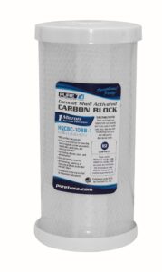 puret hqcbc-10bb-10, 10x4.5" coconut carbon block filter - nsf certified - cononut shell activated carbon removes chlorine, dirt and more (10 u micron rated)
