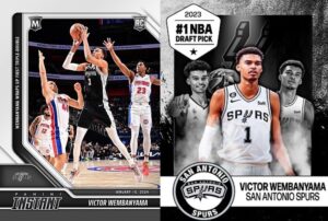 2023 panini instant victor wembanyama limited edition rookie card - first triple double! - plus novelty wemby card pictured - san antonio spurs