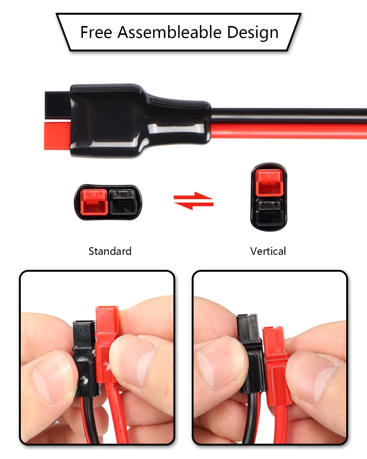 CERRXIAN 3.2FT 12AWG XT60 Male to Solar Panel Connector 30A Power Pole Port Extension Cable for Center Drive Motor, Solar Panel to Portable Generator(XT60-M)