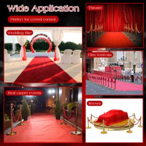 Nuogo 6 Pcs Velvet Stanchion Rope Red Carpet Party Decorations 5ft Crowd Control Velvet Ropes Safety Barrier with Gold Hook for Event Movie Theaters Grand Opening Hotel Christmas Party Supplies