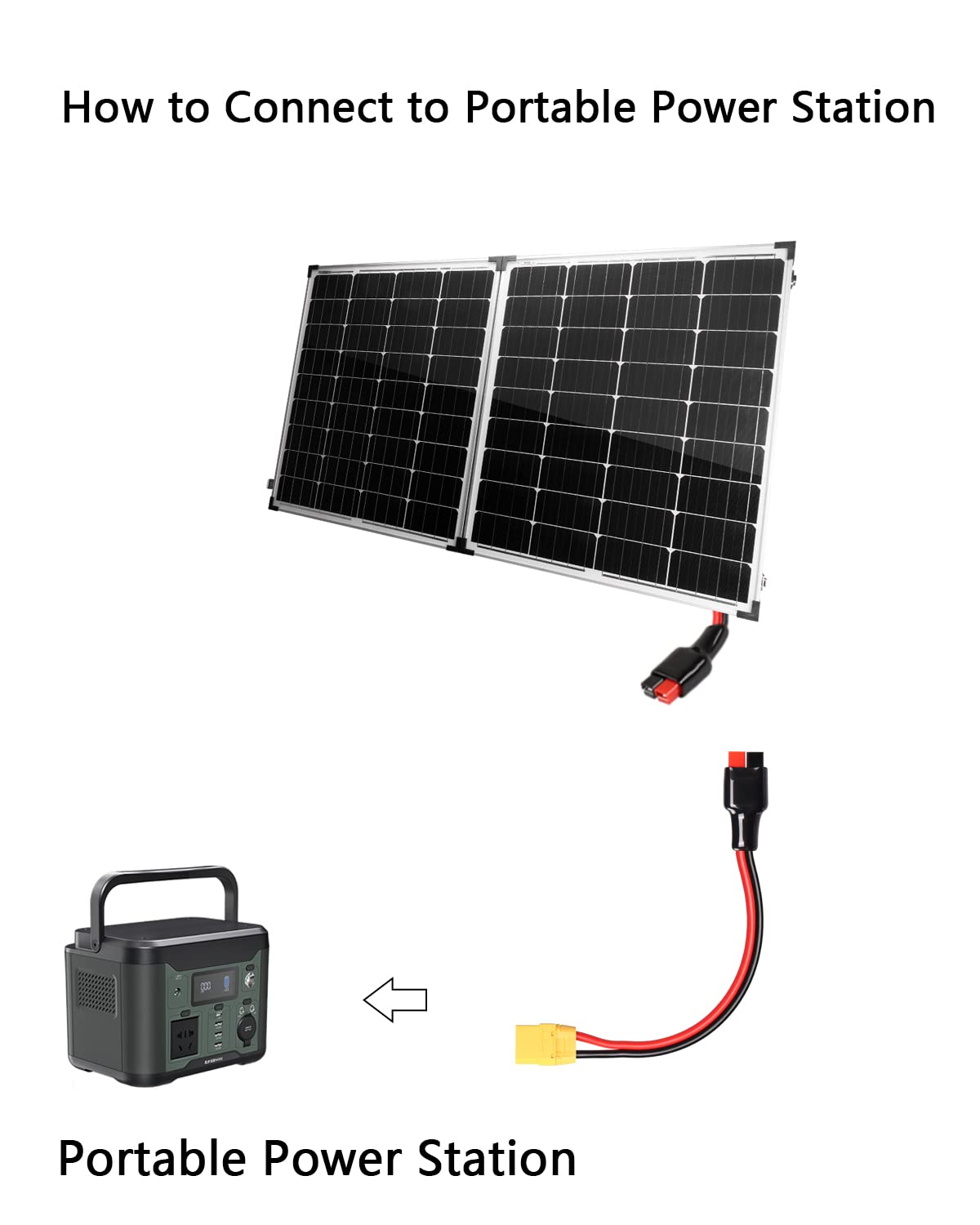 CERRXIAN 3.2FT 12AWG XT90 Female to Solar Panel Connector 30A Power Pole Port Extension Cable for Electric Bike, Solar Panel to Portable Generator(XT90-F)