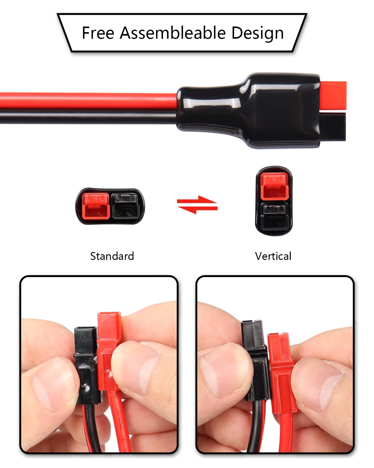 CERRXIAN 3.2FT 12AWG XT90 Female to Solar Panel Connector 30A Power Pole Port Extension Cable for Electric Bike, Solar Panel to Portable Generator(XT90-F)