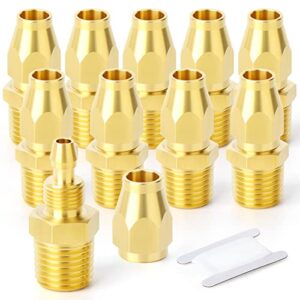 gasher 5pcs brass pneumatic replacement fitting, reusable hose end repair fitting 1/4" barb（suitable for 1/4" id，5/16" od air hose) x 3/8" npt rigid