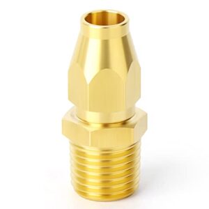 GASHER 5PCS Brass Pneumatic Replacement Fitting, Reusable Hose End Repair Fitting 1/4" Barb（Suitable for 1/4" ID，5/16" OD air hose) x 3/8" NPT Rigid