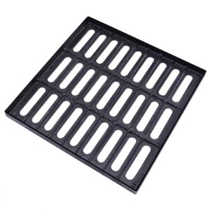 Cast Iron Drain Grate, 19.7 x19.7 Outdoor Drain Cover, Durable Heavy Duty Sewer Cover to Block Debris, Black Rectangle Drainage Grate for Concrete Floor