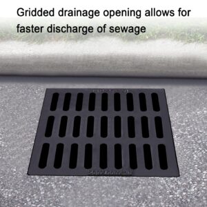 Cast Iron Drain Grate, 19.7 x19.7 Outdoor Drain Cover, Durable Heavy Duty Sewer Cover to Block Debris, Black Rectangle Drainage Grate for Concrete Floor