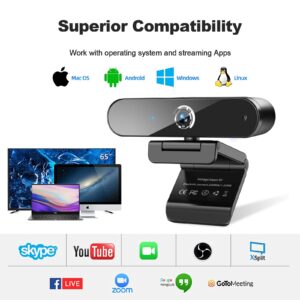 Nisheng 4K Webcam with Microphone, 4K Autofocus Web Camera with Privacy Cover and Tripod,Plug and Play,USB Webcam for Laptop PC,Pro Streaming/Video Recording/Calling Conferencing/Online Classes