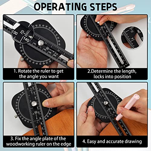 General Tools Angle Protractor, 2 in 1 Angle Finder Ruler with 11inch/280mm, 0 to 360, Rust Proof Angle Finder Featuring Precision Laser Engraved Scales for Carpenters & Woodworking Hobbyists