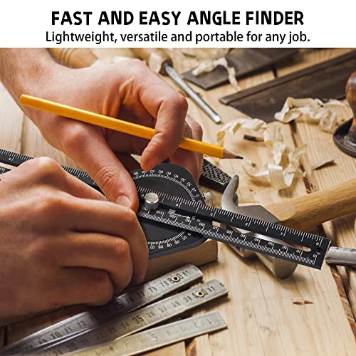 General Tools Angle Protractor, 2 in 1 Angle Finder Ruler with 11inch/280mm, 0 to 360, Rust Proof Angle Finder Featuring Precision Laser Engraved Scales for Carpenters & Woodworking Hobbyists