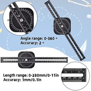 General Tools Angle Protractor, 2 in 1 Angle Finder Ruler with 11inch/280mm, 0 to 360, Rust Proof Angle Finder Featuring Precision Laser Engraved Scales for Carpenters & Woodworking Hobbyists