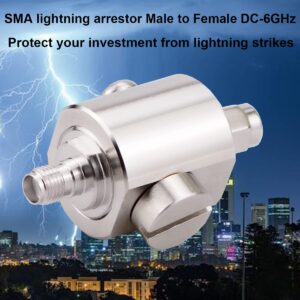 Whisary SMA Female to Female Lightning Arrestor Coaxial Cellular & GPS SMA Coax Surge Protector DC-6GHz 50 Ohms