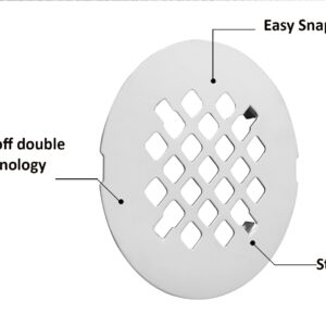 Artiwell 4-1/4” OD Snap-in Shower Drain Cover, Round Shower Drain Strainer Grid, Replacement Cover, Designed for Long-Lasting(Chrome Plated)