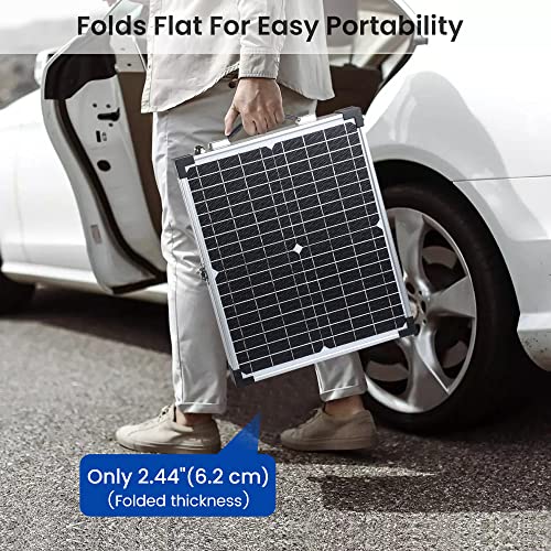 SUNYIMA Solar Panels, 40W 18V Foldable ETFE Monocrystalline Solar Suitcase Portable with USB/DC/USB-C Outputs, Crocodile Clip for Outdoors Camping RV