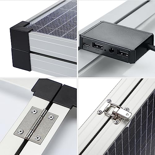 SUNYIMA Solar Panels, 40W 18V Foldable ETFE Monocrystalline Solar Suitcase Portable with USB/DC/USB-C Outputs, Crocodile Clip for Outdoors Camping RV