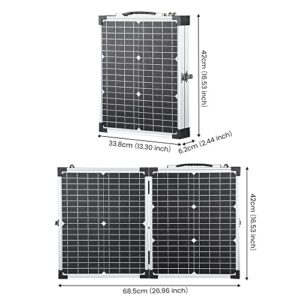 SUNYIMA Solar Panels, 40W 18V Foldable ETFE Monocrystalline Solar Suitcase Portable with USB/DC/USB-C Outputs, Crocodile Clip for Outdoors Camping RV