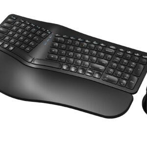 MK960 Ergonomic Wireless Keyboard Mouse Combo, Bluetooth/2.4G Split Design Keyboard with Palm Rest and 4 Level DPI Adjustable Wireless Mouse Multi-Device, Rechargeable, for Windows/Mac/Android(Black)